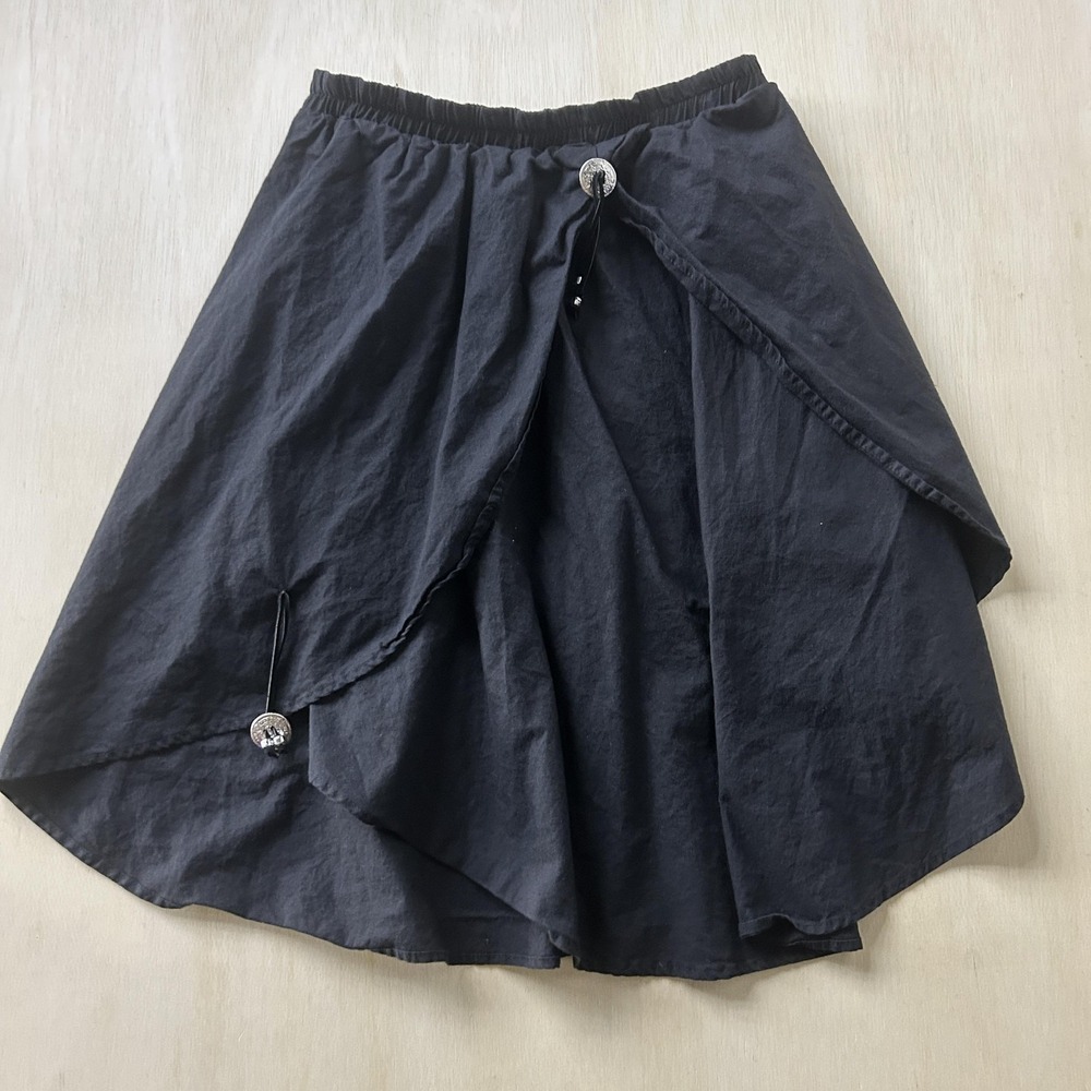 Black Asymmetrical Wrap Skirt - Unbranded